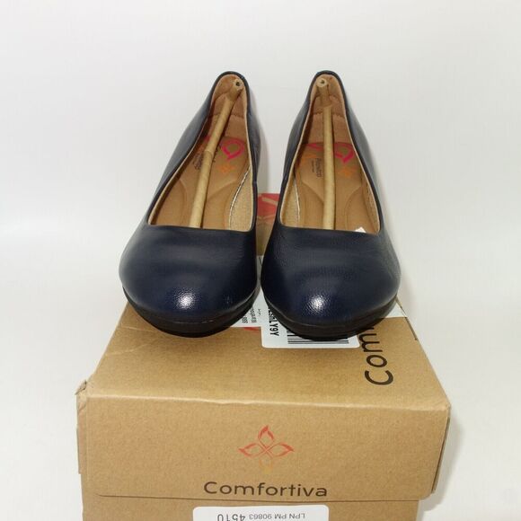 NEW Comfortiva Amora Pumps Heels Square Chunky Shoes Peacoat Navy Blue Women's 6 - Picture 3 of 9